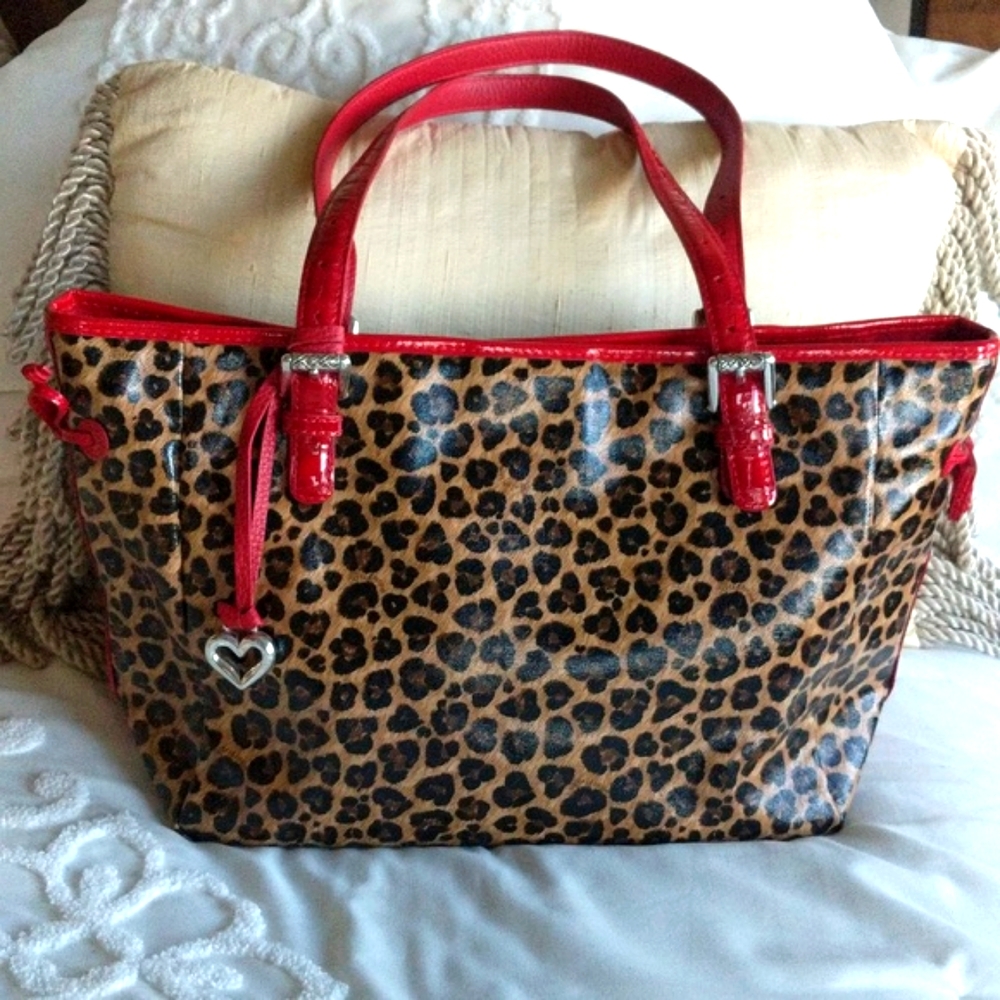 Brighton Whitney Vinyl Coated Leopard Print Handbag NWOT Never used